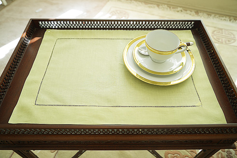 Mellow Green Color Hemstitch Placemats 14"x20".